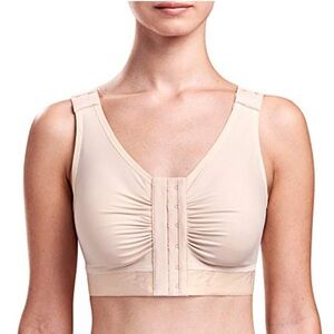 Marena Recovery Adjustable Shirred Front Bra - Cream, Size 34/36